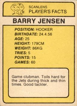 1981 Scanlens #122 Barry Jensen Back